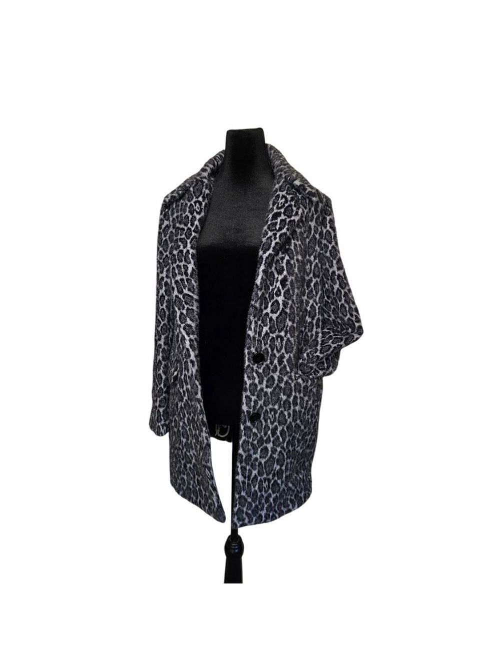 Women's LOVE TOKEN Leopard Print Jacket S Black White